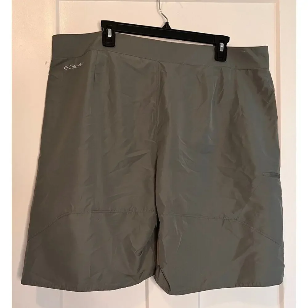 Columbia Mens Omni Shade Casual Shorts Gray Flat Front Pockets Zipper Active 40